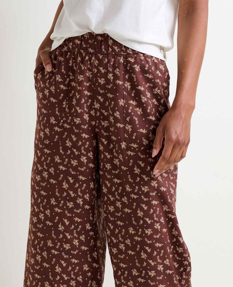 Toad and Co - Taj Hemp Wide Leg Pant - Women's - Chestnut Floral Print