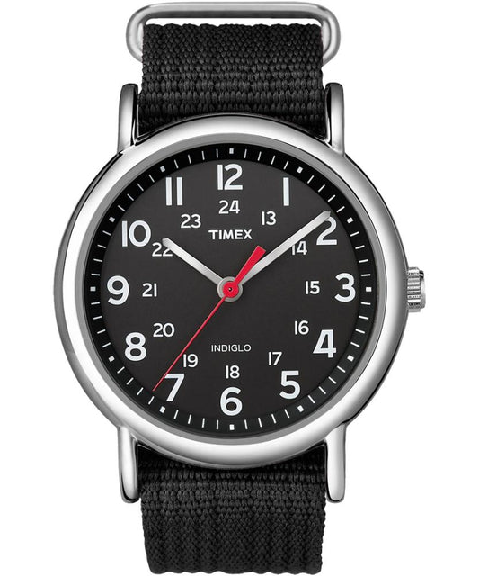 Timex - Weekender 38mm Fabric Strap Watch - Black