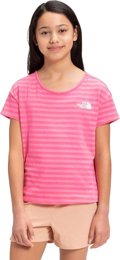 The North Face - Short Sleeve Tri-Blend Tee Girls - Prim Pink Stripe