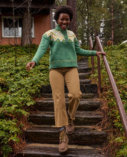 Toad and Co - Moss Point Henley Sweater - Ivy Fair Isle