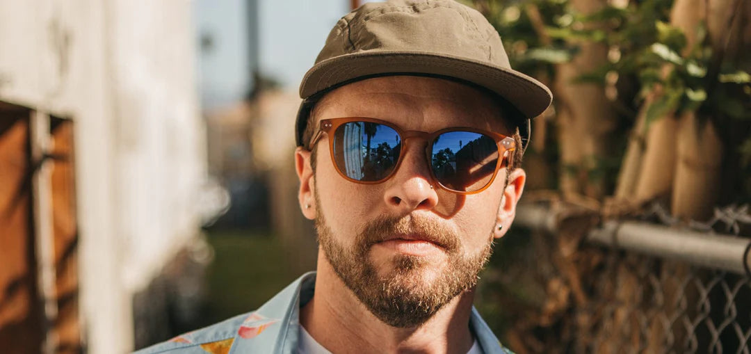 Camp Eyewear - Topo - Matte Orange / Walnut; HD Plus Polarized Blue Flash