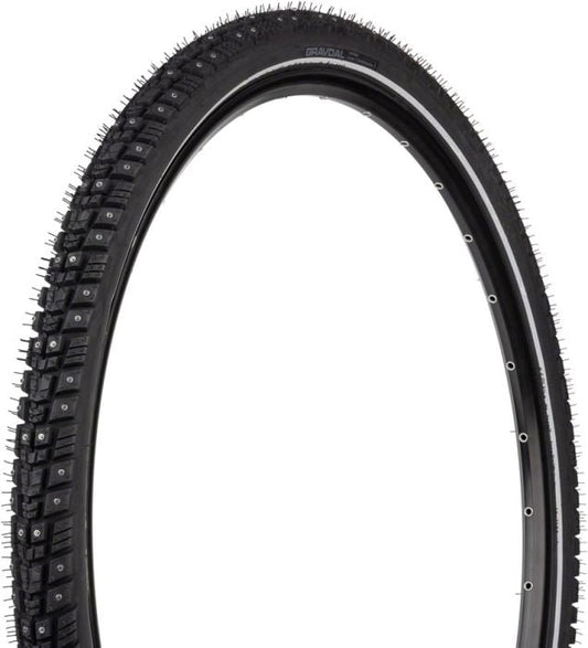 45NRTH - 700 x 45 Gravdal Tire Clincher Steel Black 33tpi 240 Concave Carbide Aluminum Studs - Black