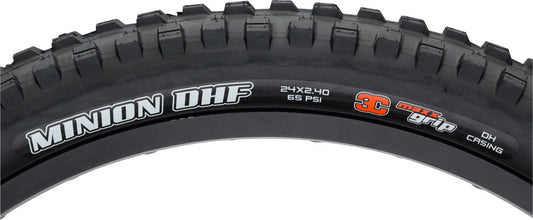 Maxxis - Minion DHF Tire - 24 x 2.4 Clincher Wire Black 3C Maxx Grip DH - Black