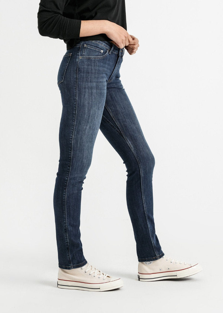 Duer - Performance Denim Mid Rise Slim Straight - Aged Medium Stone