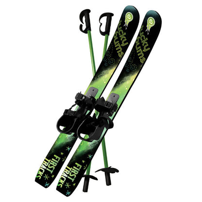 Lucky Bums - Kids Beginner Skis and 70 cm Poles - Green