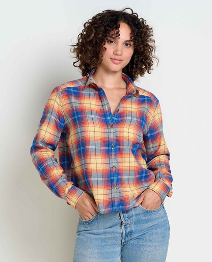 Toad and Co - Re-Form Flannel Boxy Long Sleeve Shirt - Straw Multi Ombre